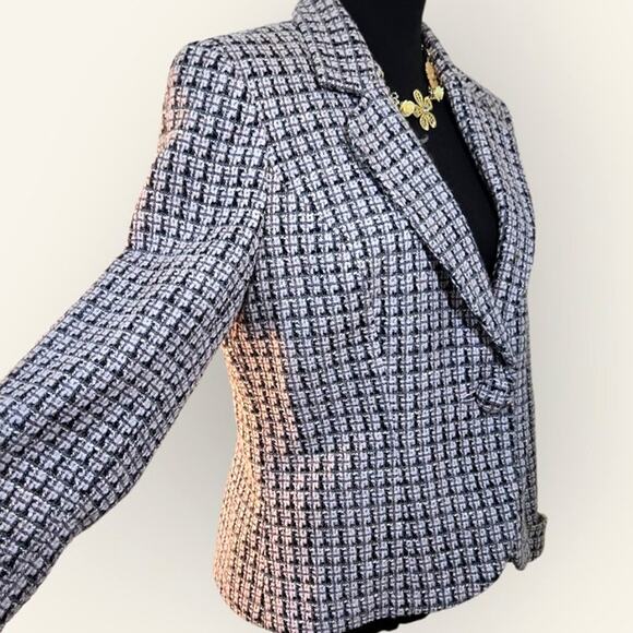 Emma James Women’s Tweed Plaid Blazer Jacket Size 12 Pink Lined Classic - Picture 3 of 8